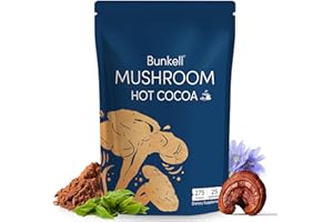 Bunkell Mushroom Hot Cocoa, Adaptogenic Mushroom with Reishi, L-Theanine, Chicory, Melatonin & Glycine, Melatonin, Sleep Hot Cocoa Supplement for Sleep and Stress Support, 25 Servings 1 Pack