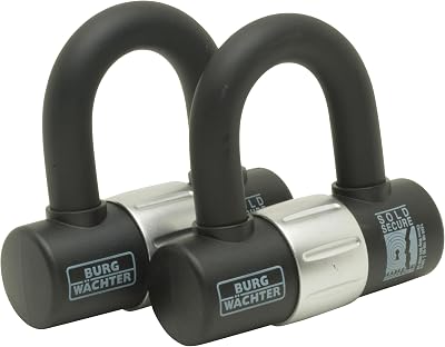 Burg Wachter 100D Duo Sold Secure Gold Keyed Alike U Lock Twin Pack Black