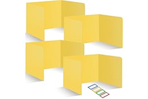 ZSMKJIAYE 4 Pcs Desk Dividers for Students Plastic Privacy Folders Yellow Test Dividers Privacy Boards Desks Privacy Panel Partitions Trifold Desk Dividers for School Classroom Teacher Supplies(Yellow)