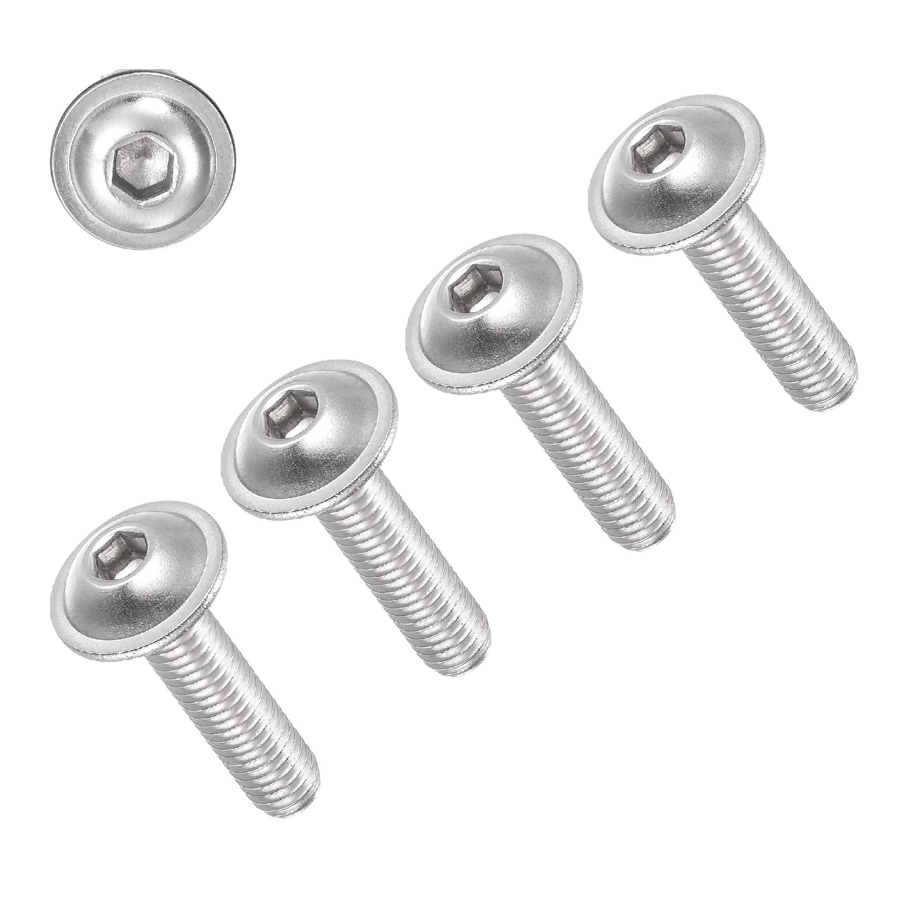 TERF® M8 X 60mm Flange Hex Socket Cap Button Head Machine Screws Stainless Steel A2 (304) Machine Screw M8 (8mm) X 60mm Allen Key Hexagonal Flange Socket Bolts - Pack of 4