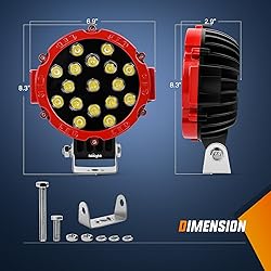 Nilight Led Light Bar 2PCS 7" 51w 5100LM Red Round