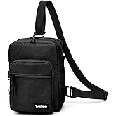 TWIZZLEPOP Waterproof Sling Bag For Men, Small Nylon Crossbody Sling Backpack With Multi Pocket, Adjustable Chest Bag For Travel, Hiking, Workout - Black