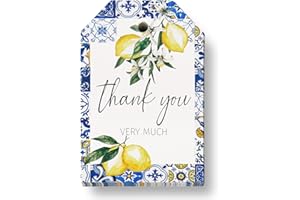 AnyDesign 100Pcs Lemon Thank You Favor Tags Vintage Lemon Craft Hanging Tags with Hemp Rope for Wedding Baby Shower Birthday Thanksgiving Day Holiday Party Gift Supplies