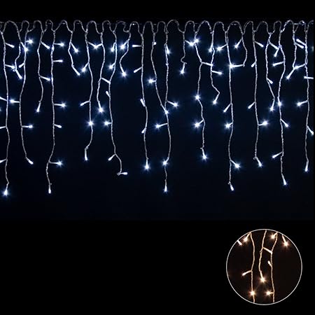 VOLTRONIC® 200 400 600 LED Eisregen für innen und außen, Farbwahl: warmweiß/kaltweiß, GS geprüft, IP44, optional mit 8 Leucht