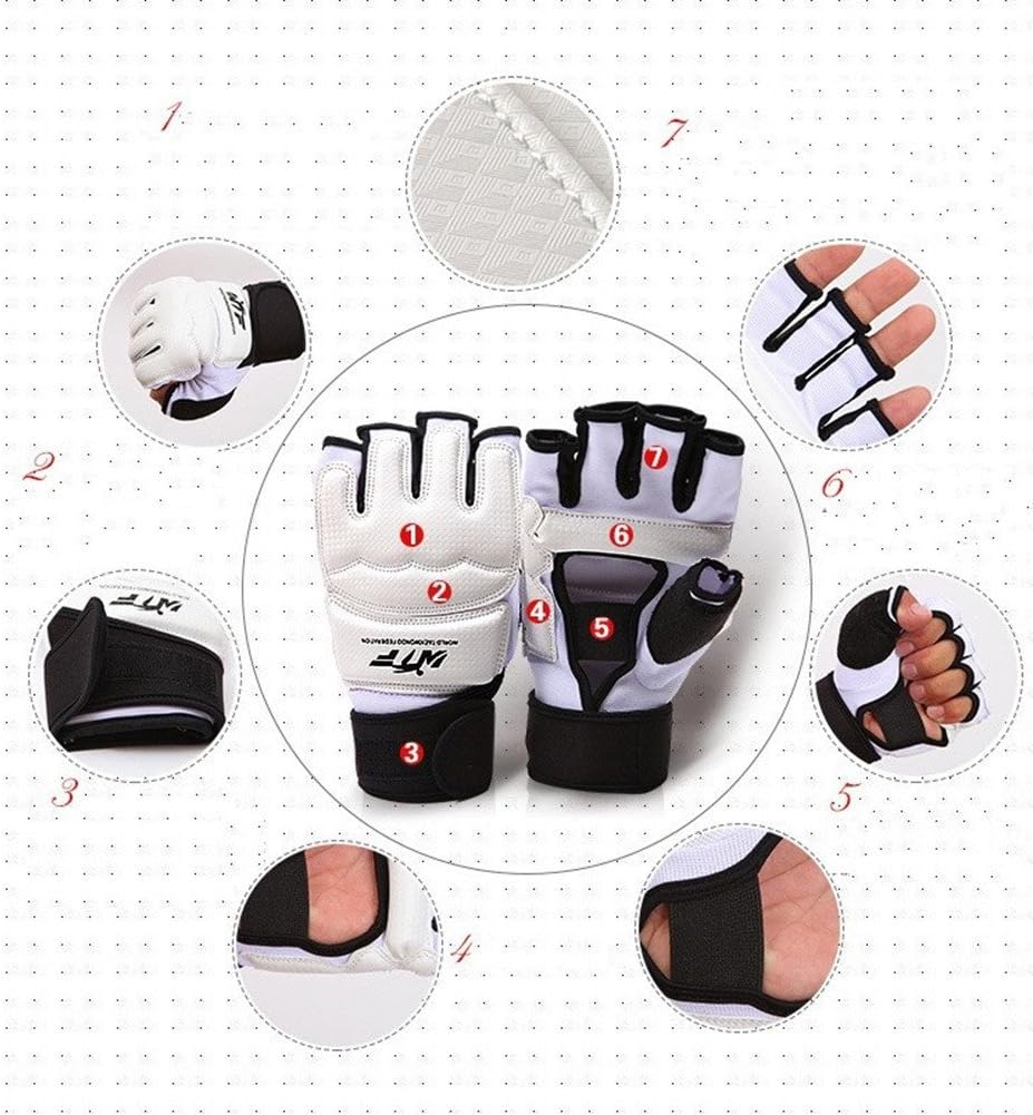 Baselay Half Finger Taekwondo Gloves, WTF Approved Muay Thai Sandbag Boxing Training Punching Bag Half Mitts Sparring Martial Arts Karate Fighting Glove for Men Women Kids : Sports & Outdoors