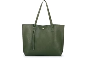 Nodykka Women Tote Bags Top Handle Satchel Handbags PU Faux Leather Tote Bag with Tassel Shoulder Purse