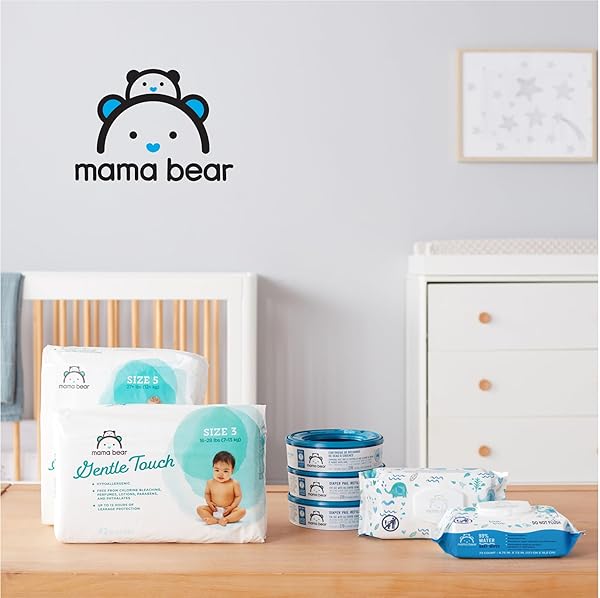 AMAZON BRAND – MAMA BEAR 99% WATER BABY WIPES, HYPOALLERGENIC,FORMULATED WITHOUT FRAGRANCE, 72 COUNT