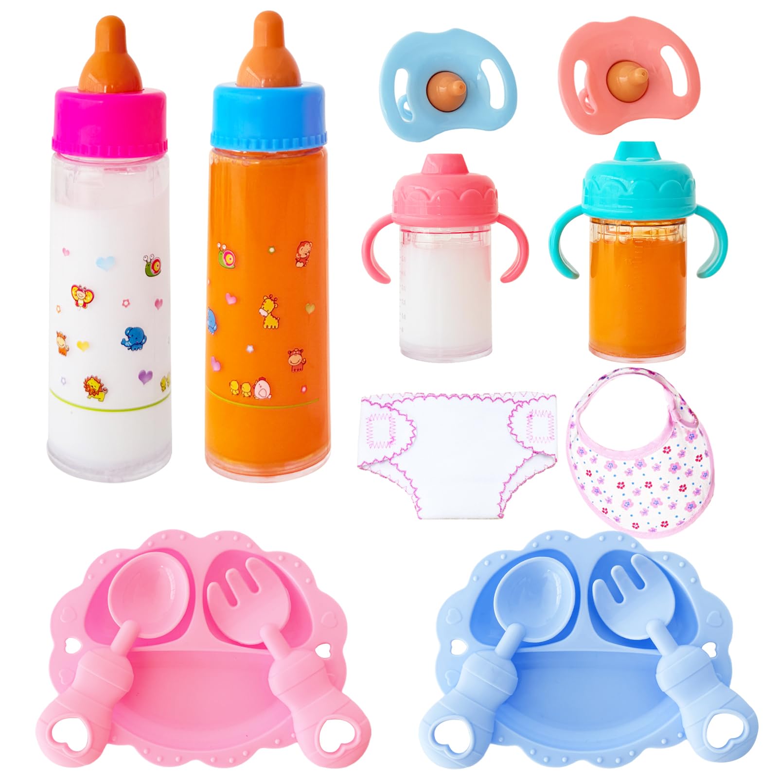 Photo 1 of 15 Pcs Baby Doll Accessories Magic Bottle Set,Doll Feeding Set with Package,Pretend Play Feeding Toys for Kids,Girls,Party,Gift