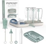 Momcozy 7-in-1 Bottle Brush Set Green Silicone Nipple Straw Drying Rack