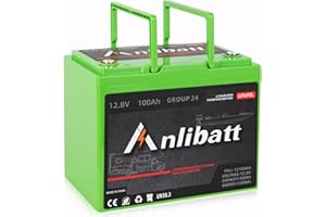 Anlibatt 12V 100Ah LiFePO4 Lithium Battery, Group 24 Battery Deep Cycles Rechargeable Low Temp Protection, Smart BMS, 10-Year Lifespan for RV, Comping, Marine, Trolling Motor, Solar, Off-Grid