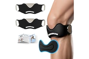 M MANUEKLEAR MANUEKLEAR V-Shaped Patella Bands, Adjustable Flex Wrap Patellar Tendon Support Strap for Men Women, Silicone Patella Knee Straps Suitable for Pain Relief Running Hiking Basketball, (2pcs)