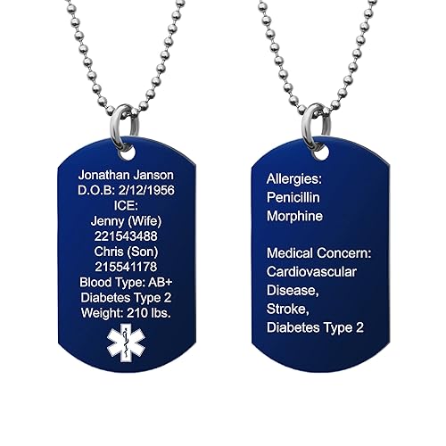 Engraved Necklace Emergency Medical Alert Necklace Qina Medical