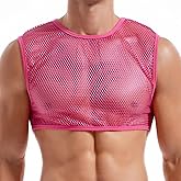 FIROTTII Men's Sexy Mesh Crop Tank Top for Party and Clubwear