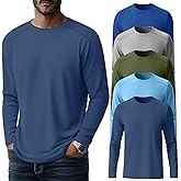 Oakgarden 5 Pack Men's Big and Tall Shirts, Long Sleeve Tees Solid Casual Basic Tops Soft Crew Neck T Shirts