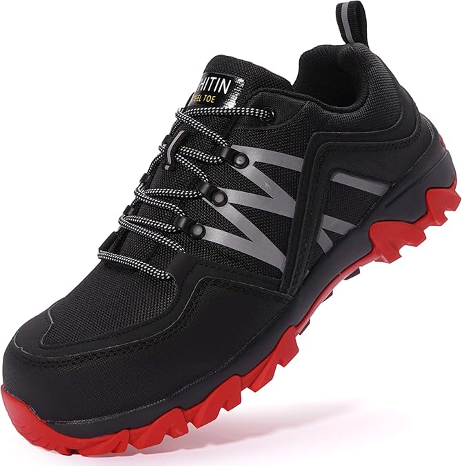 Buy WHITIN Steel Toe Work Shoes for Men Size 10 Red Slip Resistant Kitchen Comfortable Working
