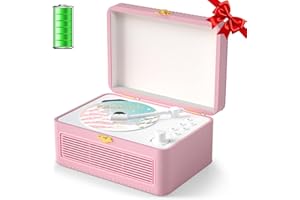 Gueray CD Player Portable Bluetooth: Retro CD Players with Speakers Vintage CD-Player 3600mAh Rechargeable & Radio & Remote Control Support USB/AUX Playback Headphone Jack