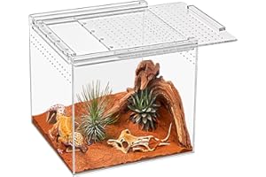 KAKOOTI Reptile Terrarium,6.8" x 6.8"x 6" Reptile Breeding Box, Magnetic Acrylic Enclosure，for Tarantula，Hermit Crab，Jumping Spider，Iguana，Leopard Gecko，Bearded Dragon, Insect, Mantis, Scorpions.