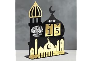 BLINKET Ramadan Advent Calendar Set - Acrylic and Wooden Ramadan Decorations for Home Eid Mubarak Table Decor, 30 Days Countdown Calendar for Muslim Festivities and Ramadan Party Supplies Style H