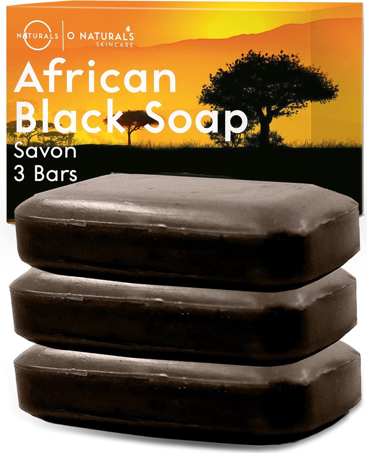 O Naturals Organic Soap Bar Set – Natural Bath & Body Soap Bars for Women & Men, Moisturizing Face and Body Bath Gift Collection, 3 Pack (African Black)