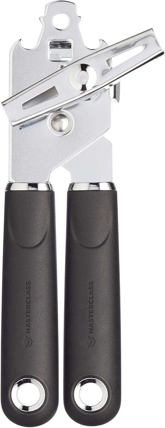 MasterClass Can Opener with Soft Grip Handles, Stainless Steel, 19 cm, Black