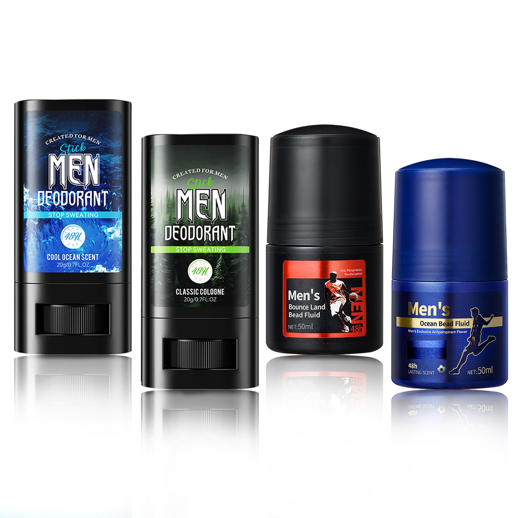 Photo 1 of 4PCS Men's Deodorant Antiperspirant Set,Strength Antiperspirant Deodorant for Men,Long-lasting Sweat Block and Odor Control For All Skin Types