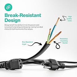 3 Prong AC Power Cord 10ft Long Standard