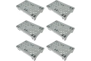 RHFUGBOJ 6 Pcs Grey Plastic Pallet, Lightweight Waterproof Floor Pallets, Interlocking with Breathable Grids Storage Pad, for Garages, Basement, Supermarket, Indoor and Outdoor