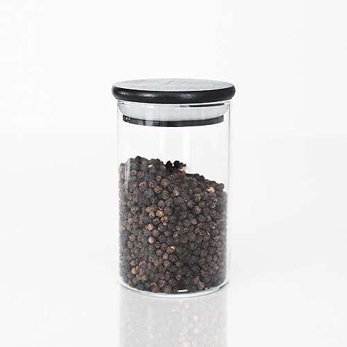 Black Bamboo Spice Jars Large Spice Jars with Bamboo