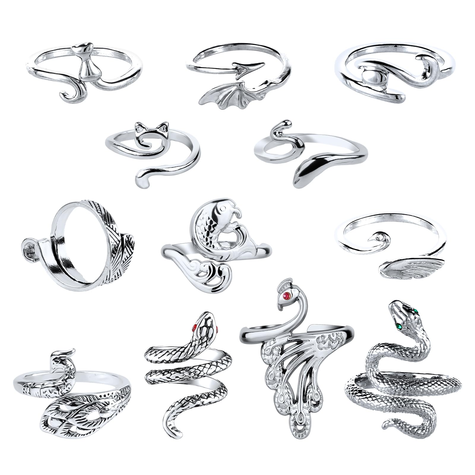 12pcs Crochet Rings, Finger Yarn Guide Crochet Tension Companion Rings Adjustable Size Knitting Thimble Stylish Design Finger Holder Knitting Tool for Quilting Crafts Accessory