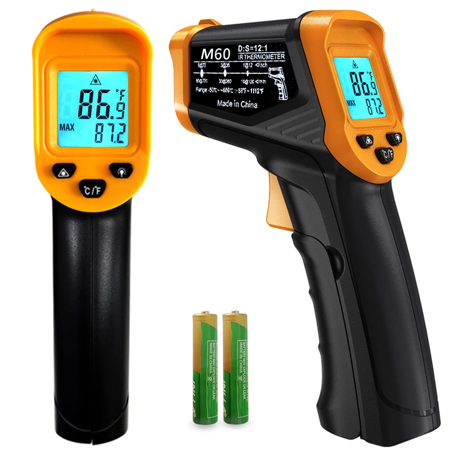 Photo 1 of Digital Infrared Thermometer Gun -58 to 1112 Degrees Fahrenheit Adjustable Emissivity&MAX&MIN Non Contact IR Thermometer Laser Temperature Gun for Cooking,Food,Pizza,Oven,Grill(not for Human)
