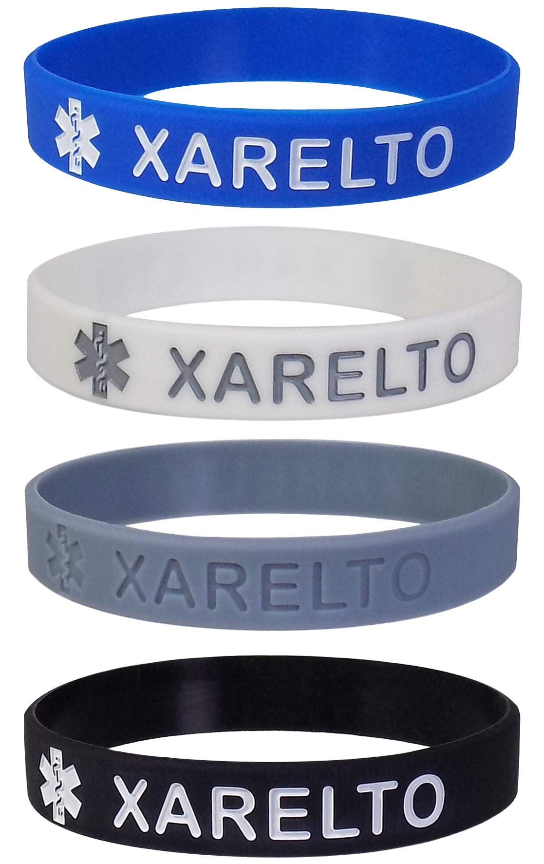 Max Petals XARELTO Medical Alert ID Silicone Bracelet Wristbands 4 Pack