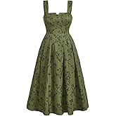 WDIRARA Women's Plus Size Floral Sleeveless A Line Dress Flared Hem Long Cami Dress