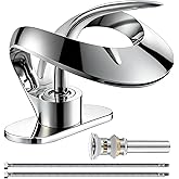 Elegant Bathroom Sink Faucet Single Hole,AUU Waterfall Chrome Vanity Sink Faucet Solid Brass,Single Handle Lavatory Basin Tap with Pop Up Drian Supply Line (Chrome, Short)