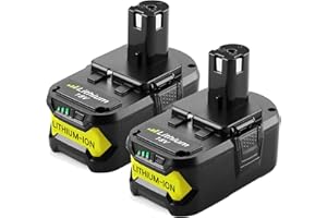 BOETPCR 2 Pack 6.0Ah P108 18Volt Replacement Battery Compatible with Ryobi 18V Lithium-Ion Battery P109 P107 P105 P104 P103 P102 P190(Green)