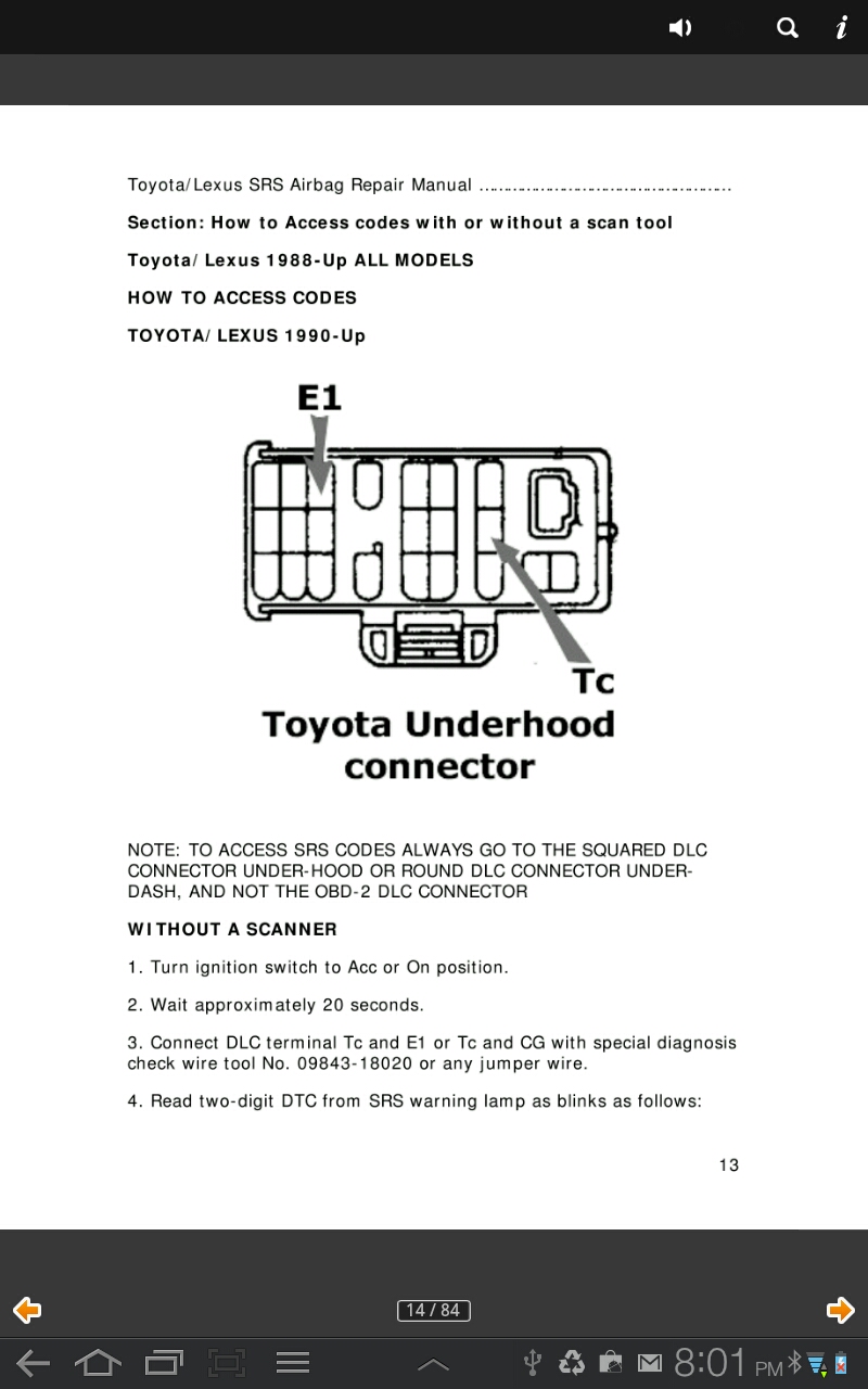 Toyota/Lexus SRS Airbag Repair Manual