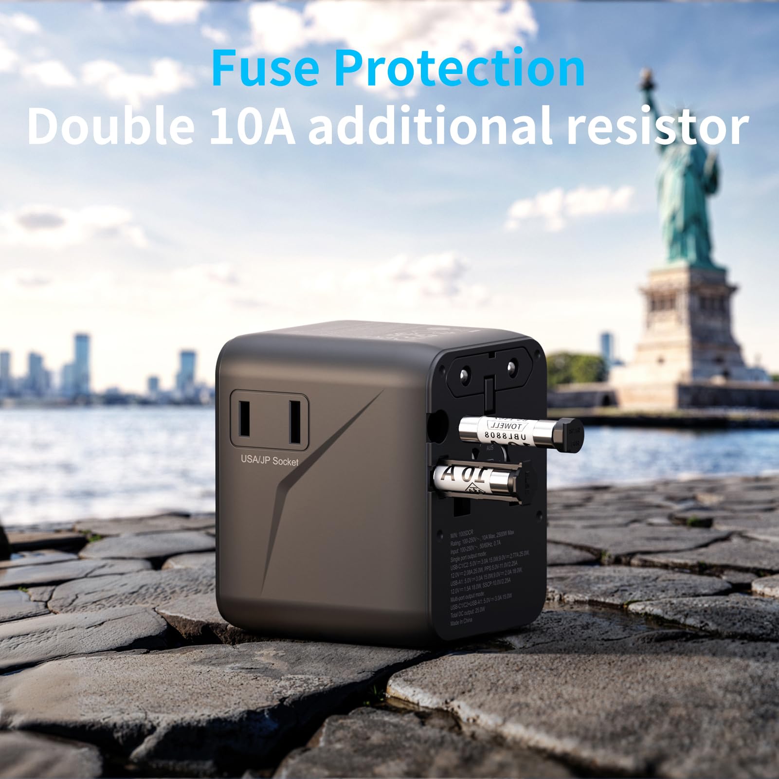 5 in 1 Reiseadapter Weltweit,Universal Adapter mit USB A,USB C,1 Weltweit Steckdose und 1 USA/JP Steckdose,Travel Reisestecker Internationaler Steckdosenadapter für EU USA UK Canada Japan Australien 5