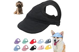 ANKIKINA Outdoor Sun Protection Hood for Dogs, Dog Outdoor Sun Protection Hat, Adjustable Dog Sun Protection Baseball Hat Cap with Ear Holes (Black, X-Large)