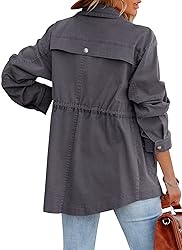 Ebifin Women's Military Anorak Jacket Zip Up Snap