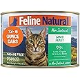 Feline Natural Wet Cat Food Pate, Lamb Feast, 6 Oz Cans (Pack of 12), Grain Free, Made in New Zealand with Grass-Fed, Free-Range Lamb, Single Source, Limited Ingredient