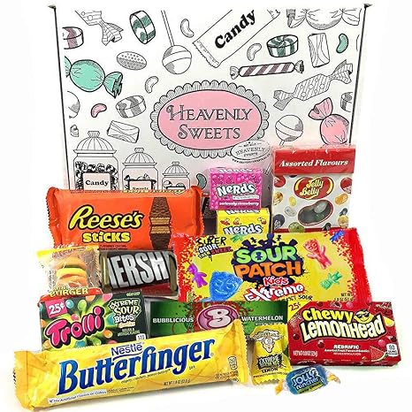 Kleiner Amerikanische Süßigkeiten Geschenkkorb von Heavenly Sweets | Süßigkeiten aus den USA | Auswahl beinhaltet Reeses, Jel