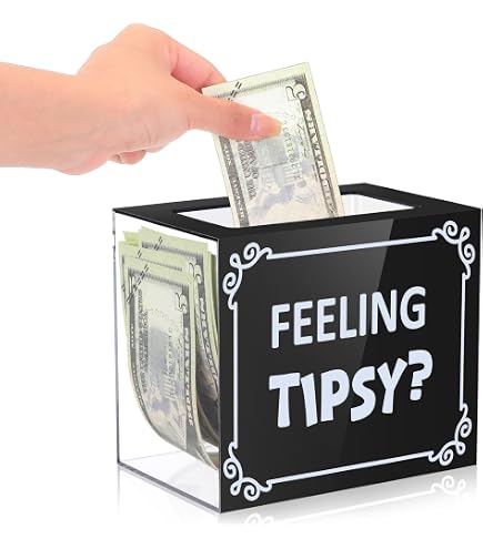 Tip Jar AIOMOB Acrylic Tip Box Tip Collection Jar 6 X 5 X 4 Large Clear ...