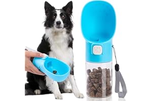 Colorday Handheld Dog Treat Dispenser Built-in Clicker & Treat Pouch, Slow Feeder for Puppy Training Walking Hiking Traveling (6.7 OZ, Blue)