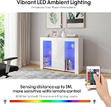 Panana Sideboard Cupboard Unit with 4 Glass Shelves RGB LED White view 2