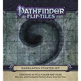 Paizo Pathfinder Flip-Tiles Darklands Starter Set, 42 Cavern Terrain Tiles | Twisted Caverns and Dank Chambers by Jason A. Engle, 6x6 in Tiles, Reusable Storage