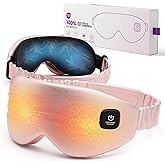 100% Silk Wireless Heated Eye Mask with Cooling - 3 Heat Settings, for Dry Eyes, Puffiness & Dark Circles - Adjustable, Washable, Travel-Friendly (Pink)