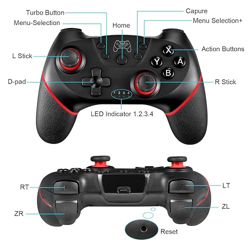 ASTARRY Wireless Switch Pro Controller - Programmable Gamepad For Nintendo Switch, Lite & OLED With Wake-Up, Turbo Function & Custom Buttons (Upgraded Version)