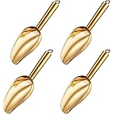 TEAMFAR Mini Gold Scoop Set of 4, 3 Oz Small Canister Jar Candy Utility Scoops, Stainless Steel, Dishwasher Safe