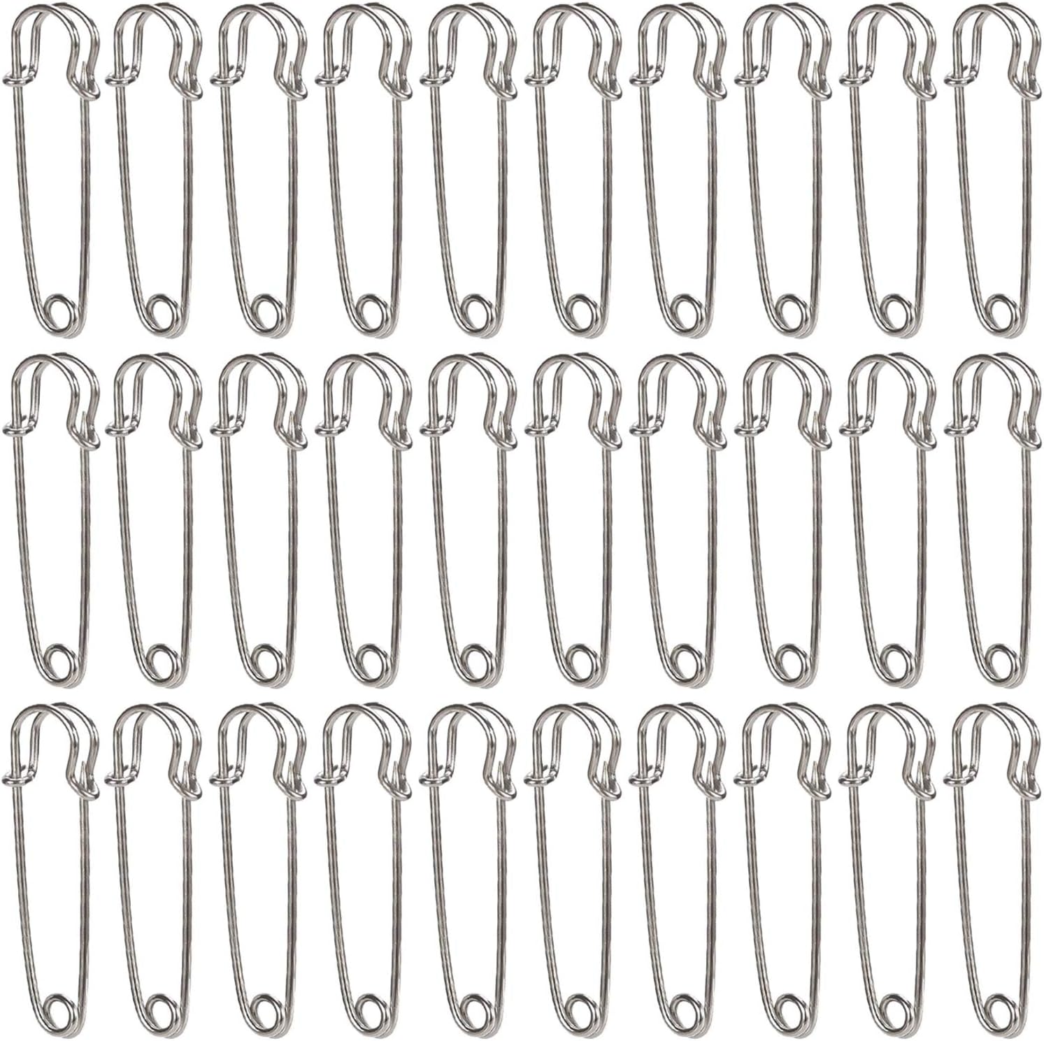 Axe Sickle 3 Inch Steel Safety Pins Metal Safety Pins for Blankets, Skirts, Kilts, 30 Pcs Silver.