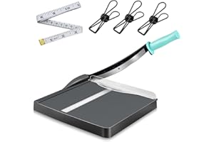 HMFMDY Paper Cutter, 12" Cut Length Guillotine Trimmer, Paper Cutting Board with 16 Sheet Capacity Paper, Paper Slicer with Safety Guard and Blade Lock for Cardstock Paper Crafts & Photo