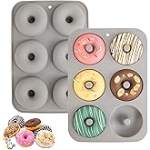 Aichoof Silicone Donut Mold for 6 Doughnuts, Set of 2. Food Grade LFGB Silicone Bagels Baking Pan, Non-Stick, Dishwasher Safe
